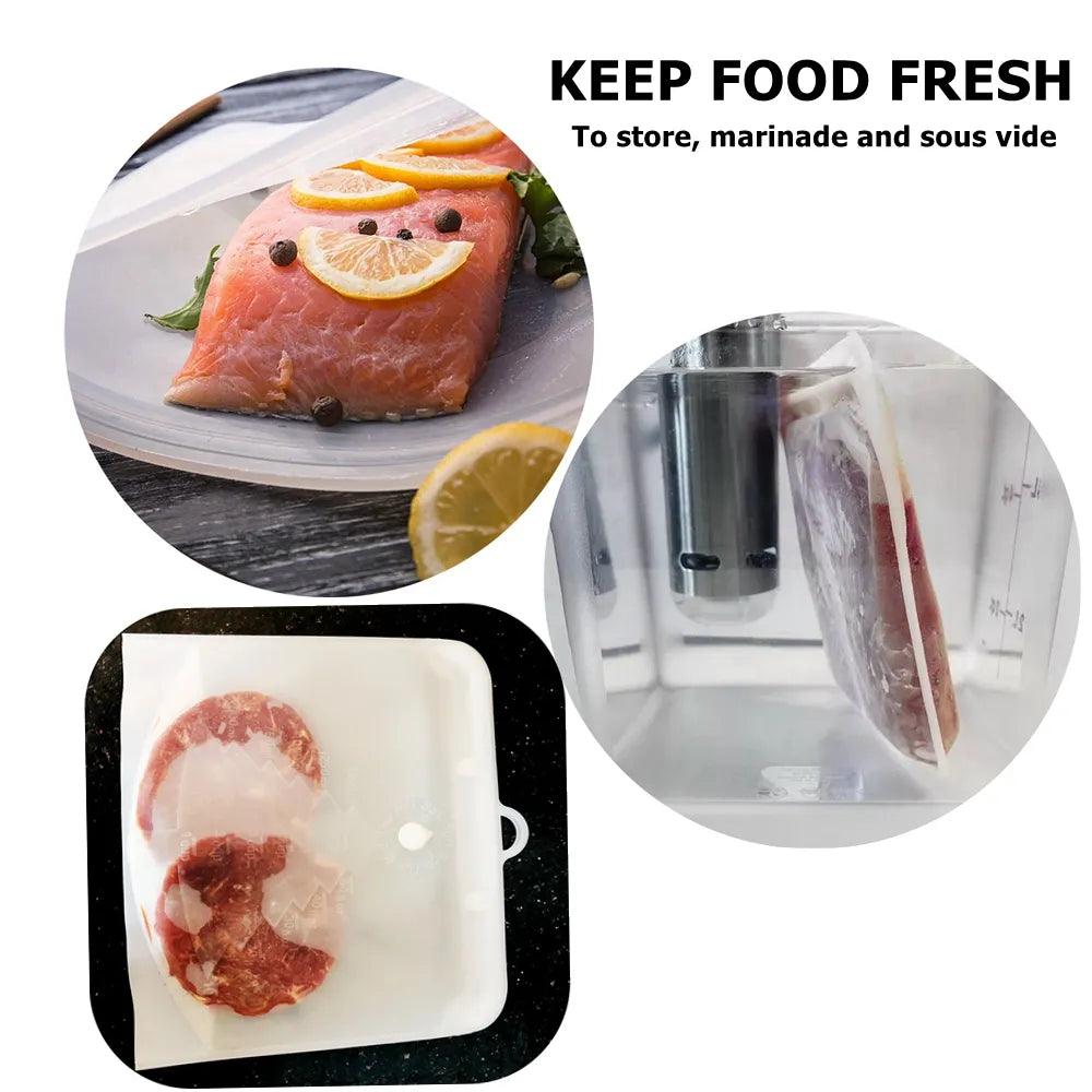 PULISI Silicone Reusable Food Bag 1 Piece 1500ml 50oz Leakproof Containers Reusable Fresh Bag Food Storage Bag Freezer Bag Snack - lojaesperanto
