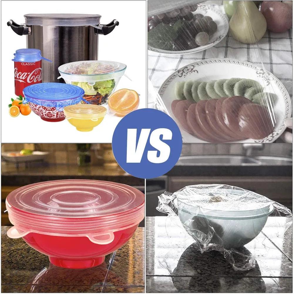 Silicone Cover Stretch Lids Reusable Airtight Food Wrap Covers Keeping Fresh Seal Bowl Stretchy Wrap Cover Kitchen Cookware - lojaesperanto