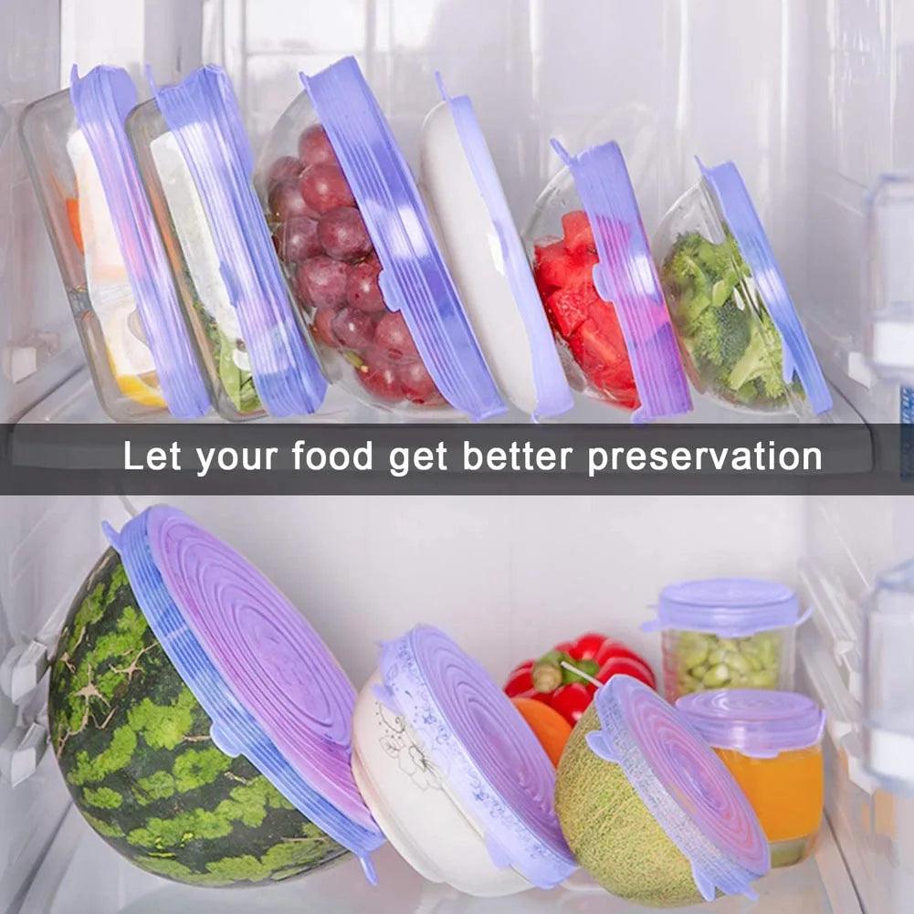 Silicone Cover Stretch Lids Reusable Airtight Food Wrap Covers Keeping Fresh Seal Bowl Stretchy Wrap Cover Kitchen Cookware - lojaesperanto