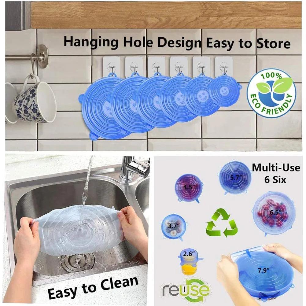 Silicone Cover Stretch Lids Reusable Airtight Food Wrap Covers Keeping Fresh Seal Bowl Stretchy Wrap Cover Kitchen Cookware - lojaesperanto