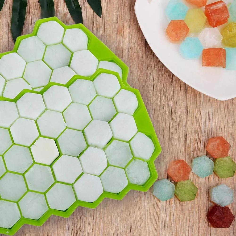 37 Cavity Honeycomb Ice Cube Trays Reusable Silicone Ice Cube Mold BPA Free Ice Maker with Removable Lids - lojaesperanto