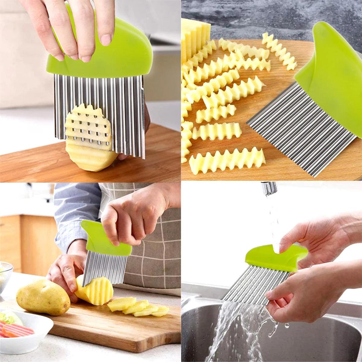 New Kids Cooking Cutter Set Kids Knife Toddler Wooden Cutter Cooking Plastic Fruit Knives to Cut Fruits Crinkle Kitchen Supplies - lojaesperanto