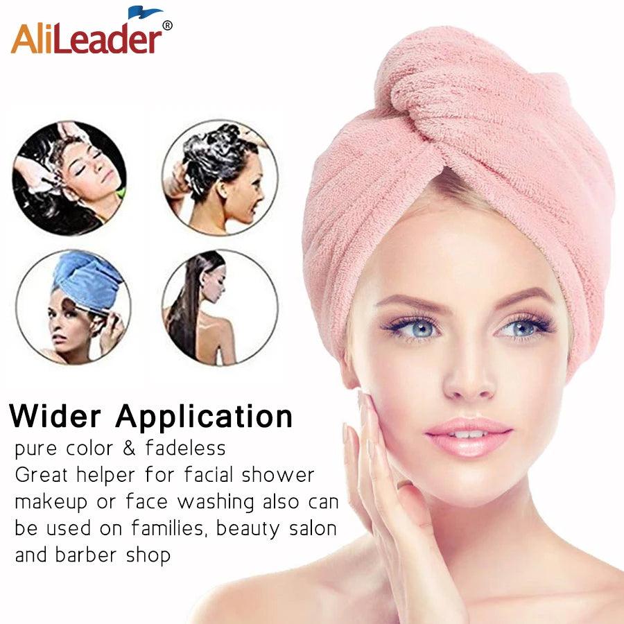 Quick-dry Hair Towel Women Hair Drying Hat Cap Hat Bath Hat Microfiber Solid Towel Cap Super Absorption Turban Hair Dry Cap - lojaesperanto