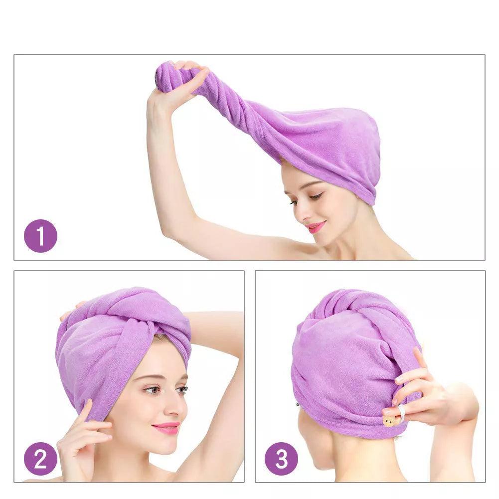 Quick-dry Hair Towel Women Hair Drying Hat Cap Hat Bath Hat Microfiber Solid Towel Cap Super Absorption Turban Hair Dry Cap - lojaesperanto